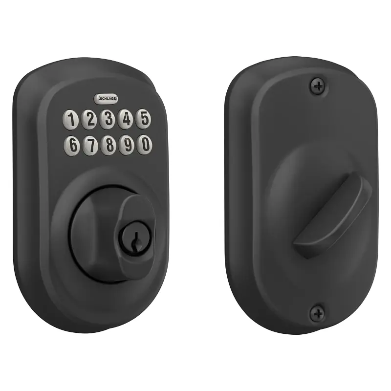 Schlage Plymouth Keypad Deadbolt In Matte Black - Model Be365vply622