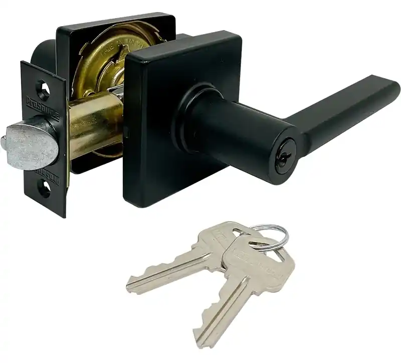 Lock Lever Entry Contem Mount Black With Adjustable Latch And Keys
