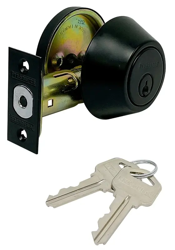 Deadbolt Single Cylinder Matte Black, Adjustable Latch, Model Dlx91-sp5v24