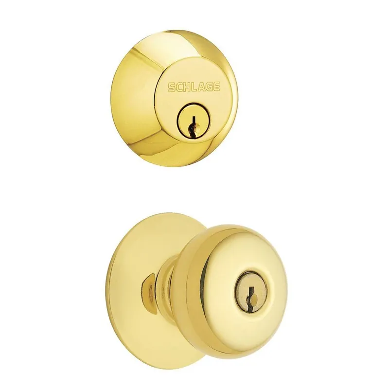 Plymouth Single Cylinder Keyed Entry Door Knob - Bright Brass Finish