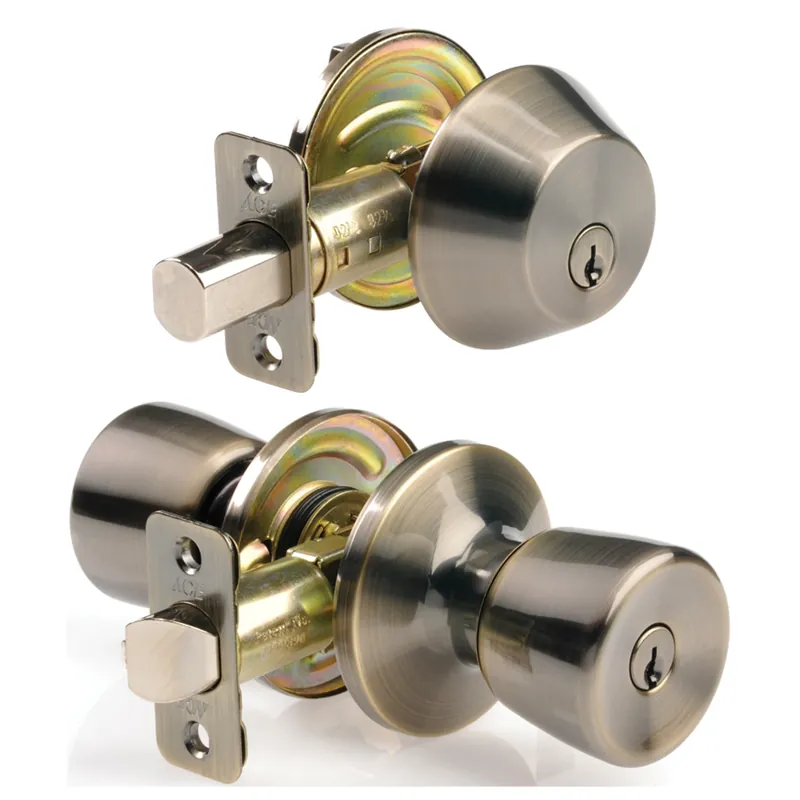 Tulip Antique Brass Entry Lever And Deadbolt Set 1-3/4 In. Ansi/bhma Grade 3