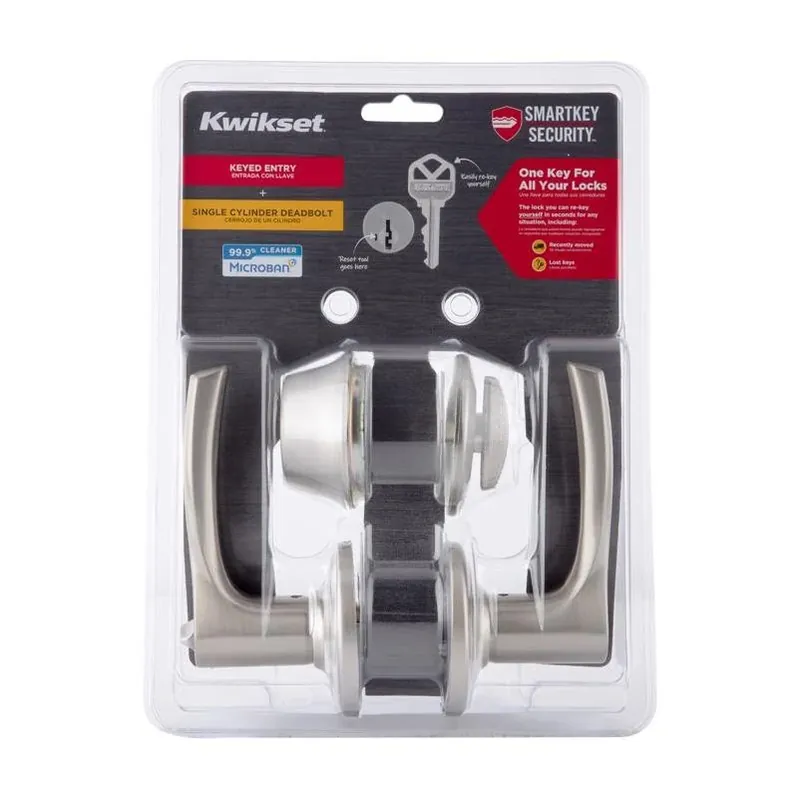 Kwikset Henley Satin Nickel Lever‑Style Single Cylinder Deadbolt – 1‑3/4 In Adjustable Backset
