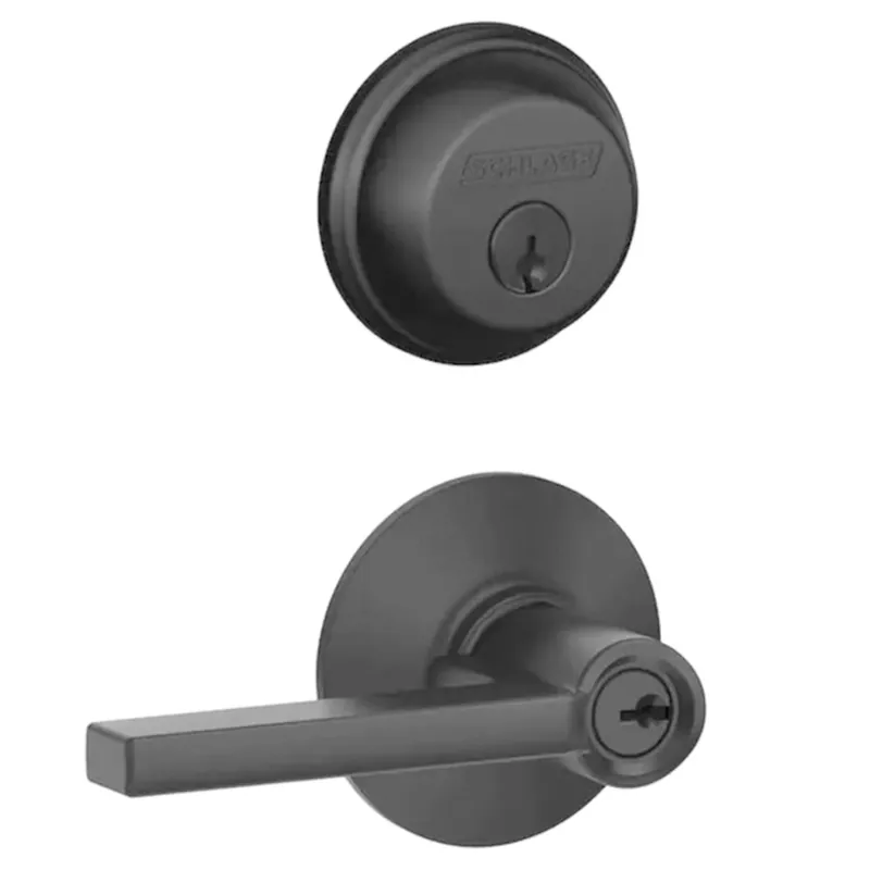 Latitude Matte Black Entry Knob And Single Cylinder Deadbolt Set