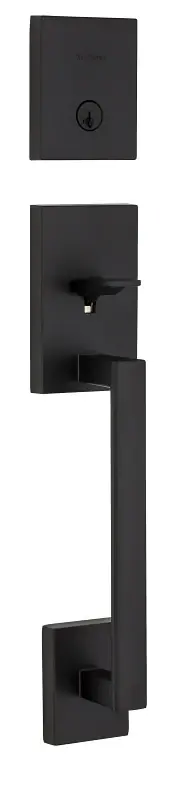 San Clemente Entry Door Handleset, Halifax Lever, SmartKey Security, Matte Black