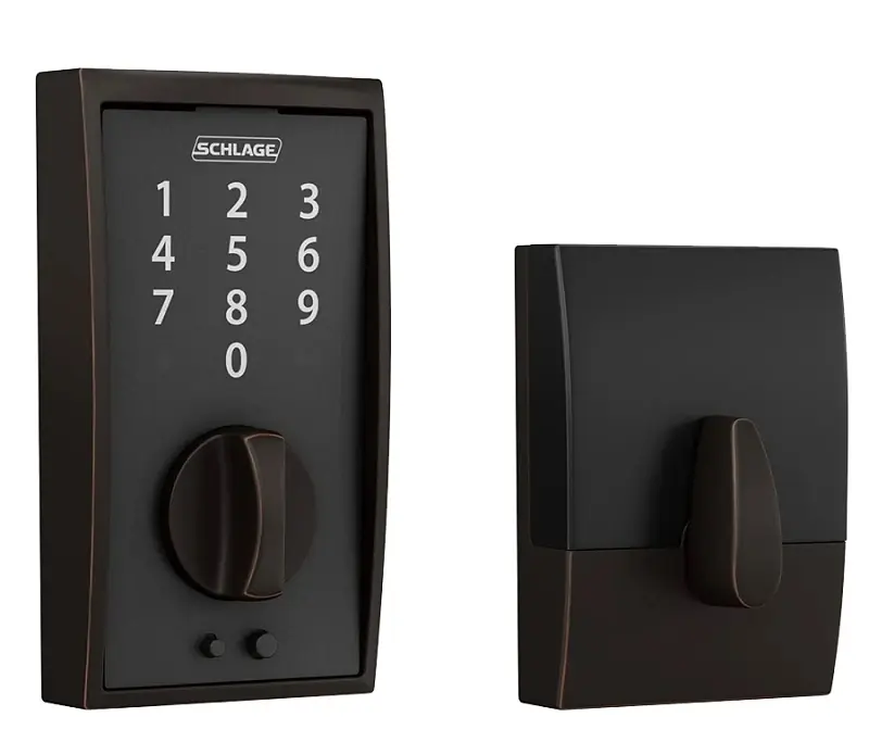 Schlage Keyless Deadbolt Century Model Be375vcen622 - Modern Black Finish
