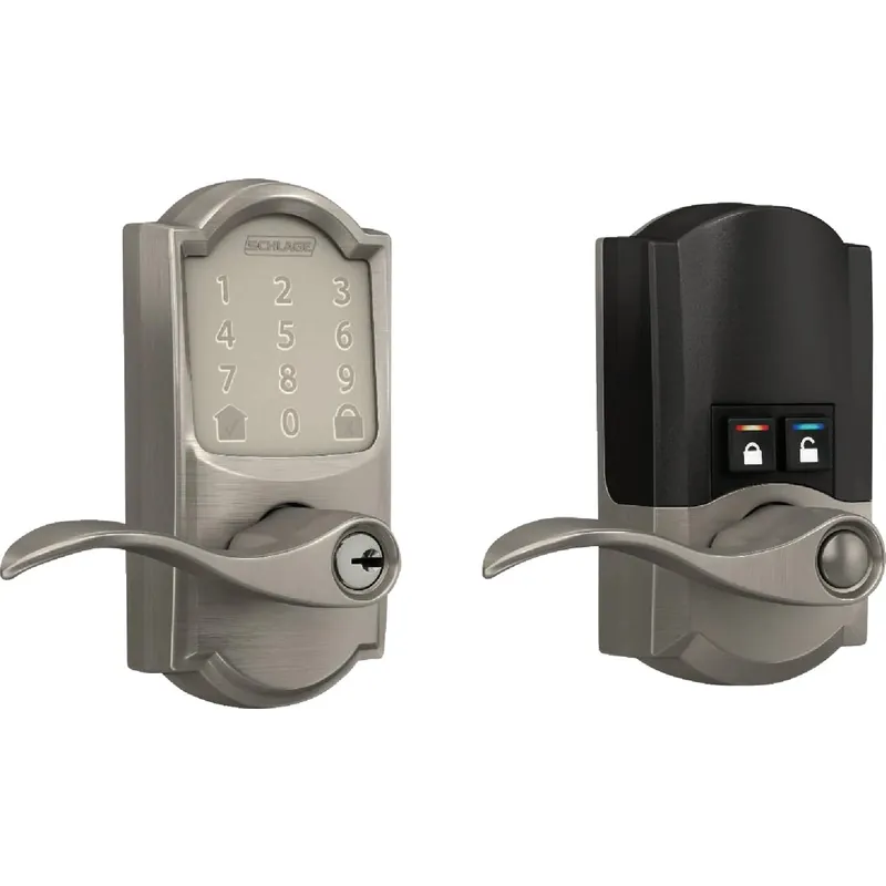 Encode Smart Wi-Fi Entry Door Lock, Camelot Lever, Satin Nickel