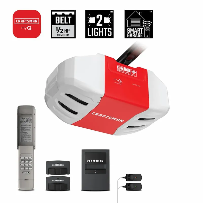 Craftsman 1/2 Hp Belt Drive Wifi Compatible Smart Garage Door Opener With Myq App