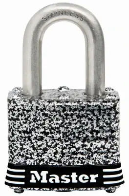 Weatherproof Laminated Keyed Padlock, Stainless Steel, 1.5-In.