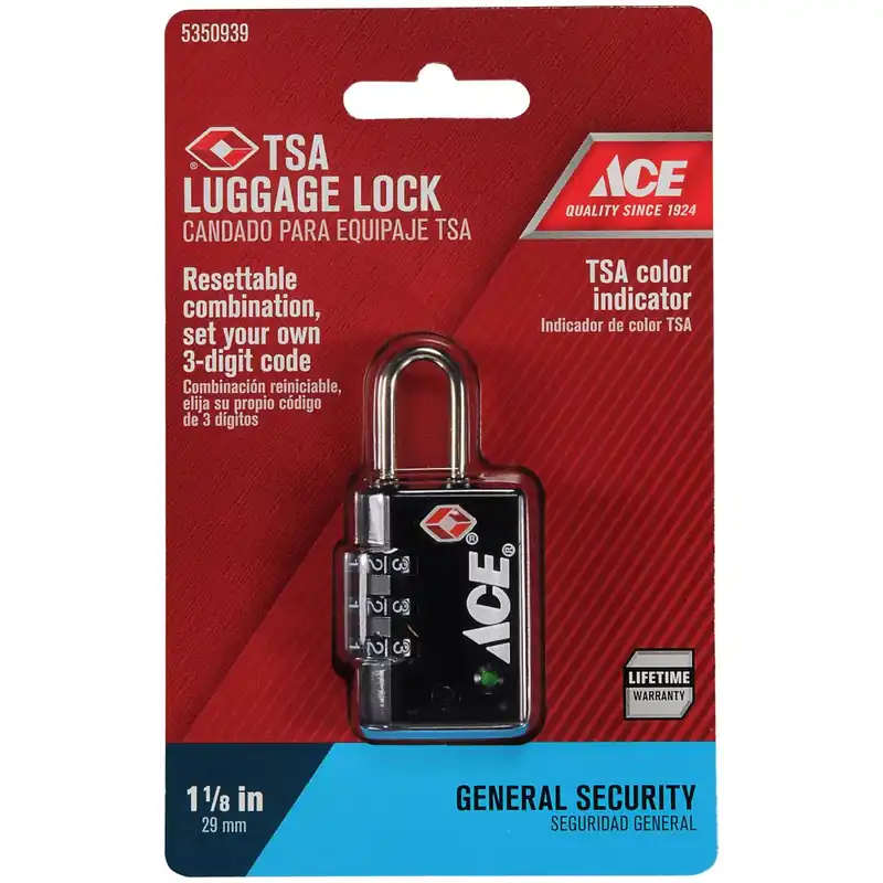Ace 1-5/8 In. H X 1-1/8 In. W X 1/2 In. L Die-Cast Zinc 3-Dial Combination Luggage Lock 1 Pk