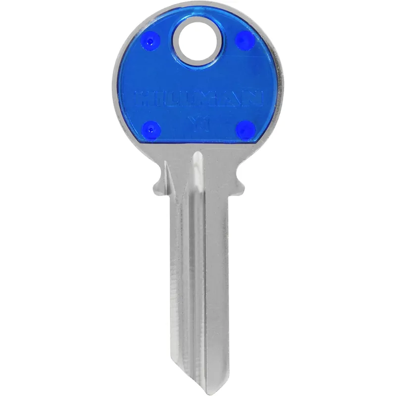 HILLMAN ColorPlus Traditional Key House/Office Key Blank Single Blue/Silver