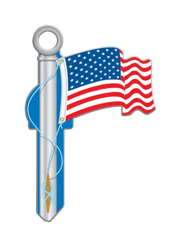 Lucky Line American Flag House Key Blank Double For Kwikset KW1/11 Multicolored