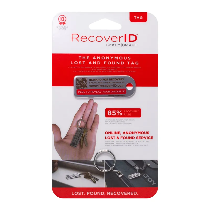 Recoverid Stainless Steel Silver Key Id Tag - Unique Code For Lost Item Recovery