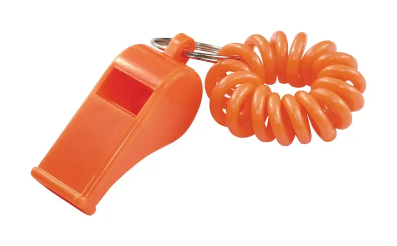 HILLMAN Plastic Assorted Sporting Whistle Wrist Coil Keychain
