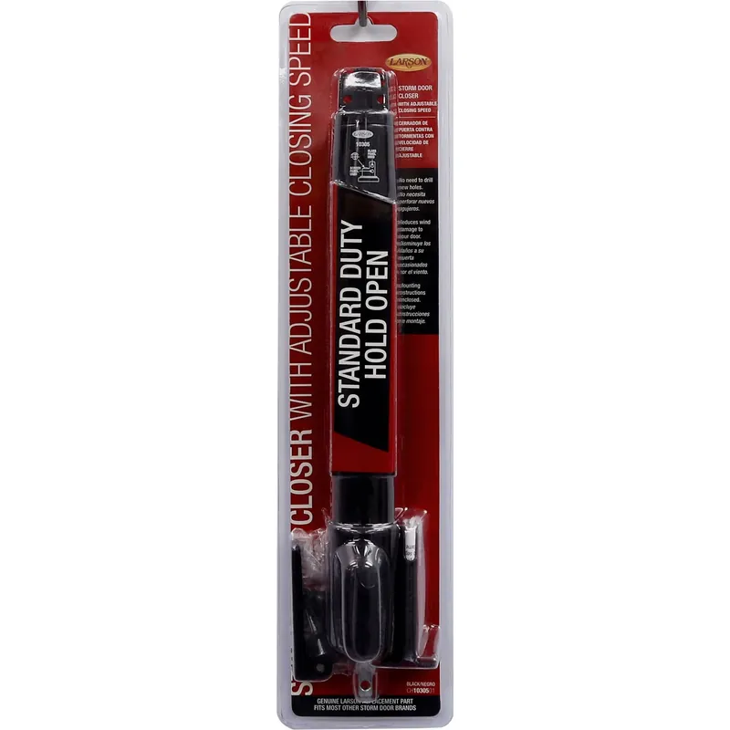 Black Aluminum Pneumatic Storm Door Closer With Hold Open Function