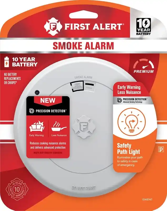 Photoelectric Smoke Alarm & Escape Light, 10-Year Battery