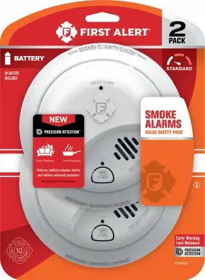 First Alert 2 Pack Battery-Powered Ionization Smoke Detector 2 Pk