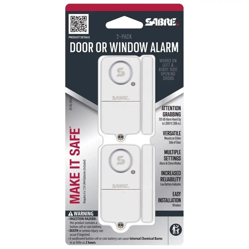 Sabre Battery Powered Indoor White Door Alarm 120 Decibel