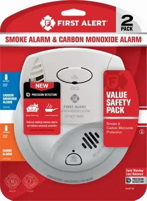 First Alert Battery-Powered Ionization Smoke And Carbon Monoxide Combination Pack 2 Each