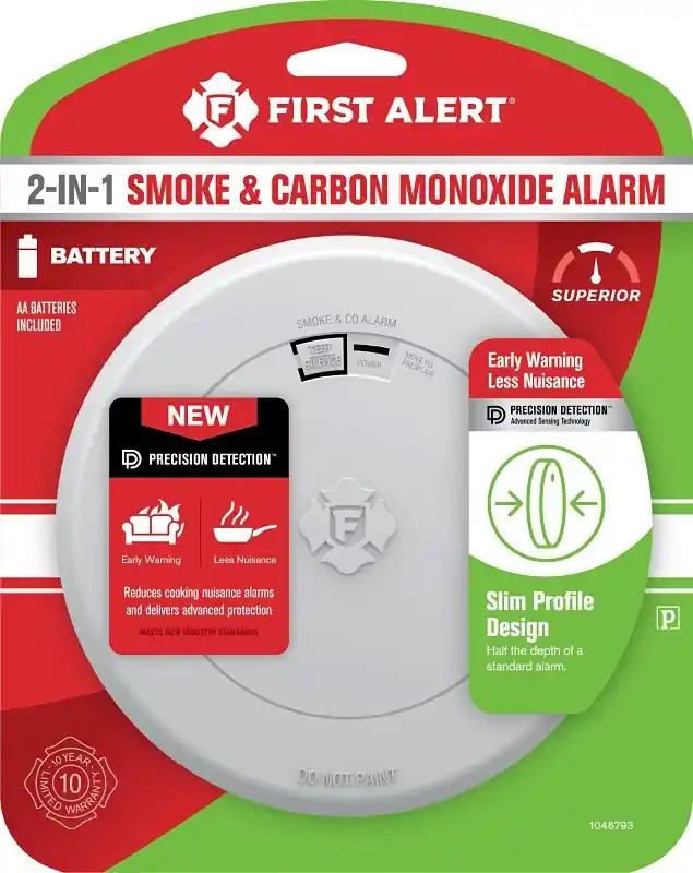 Smoke & Carbon Monoxide Alarm, Slim Profile, Battery-Operated