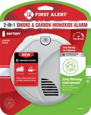 Photoelectric Smoke & Carbon Monoxide Alarm, Voice & Location Alerts, Battery Operated