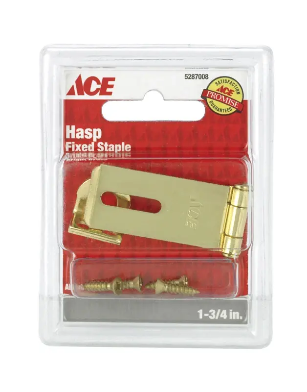 Bright Brass 1-3/4 In. L Fixed Staple Safety Hasp For Secure Applications