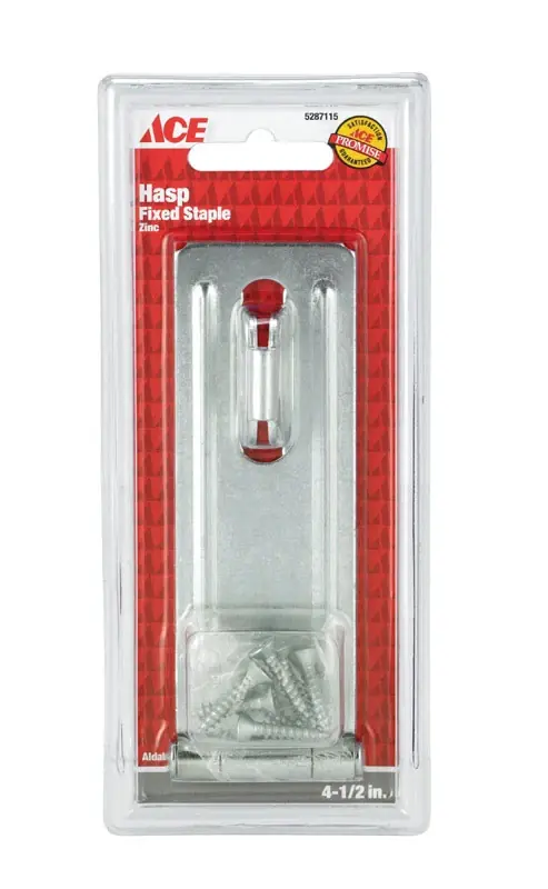 Zinc 4-1/2 Inch Fixed Staple Safety Hasp With Mounting Screws