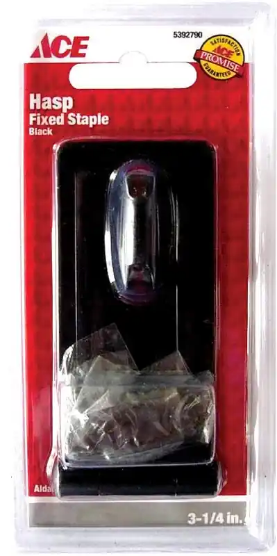 Black Steel 3-1/4 In. L Fixed Staple Safety Hasp For Secure Applications
