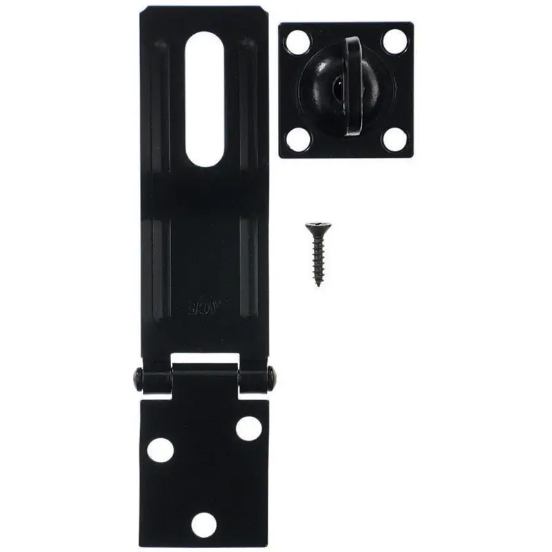 Black Steel 4-1/2 Inch Long Swivel Staple Safety Hasp For Secure Applications