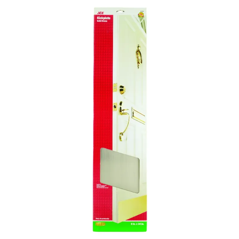 8 In. H X 34 In. L Bright Brass Kickplate For Door Protection