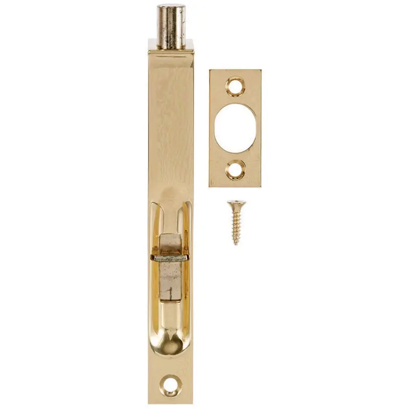 Bright Brass Flush Bolt For Patio, French, Closet, And Double Doors