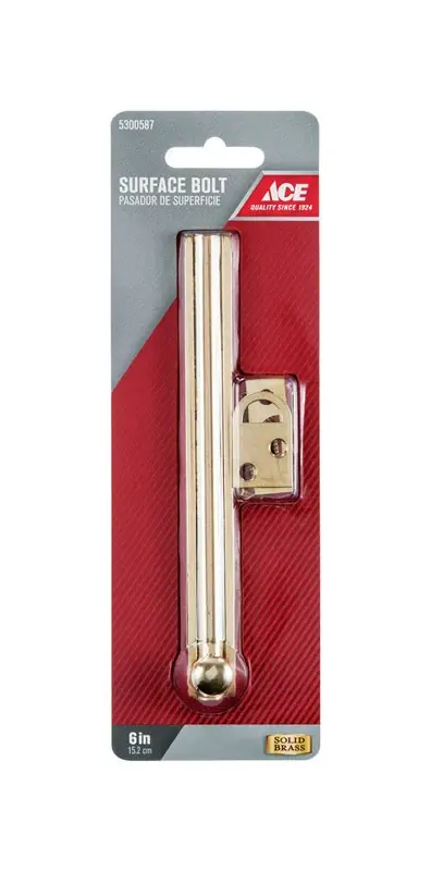 Bright Brass Surface Bolt 6 Inches For Doors, Windows, Cabinets And More