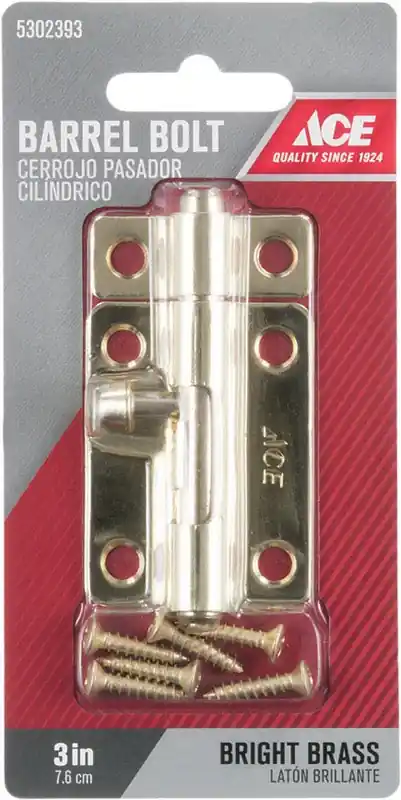 Ace 3 In. L Brass-Plated Steel Barrel Bolt