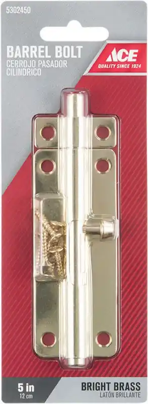 Ace 5 In. L Brass-Plated Steel Barrel Bolt