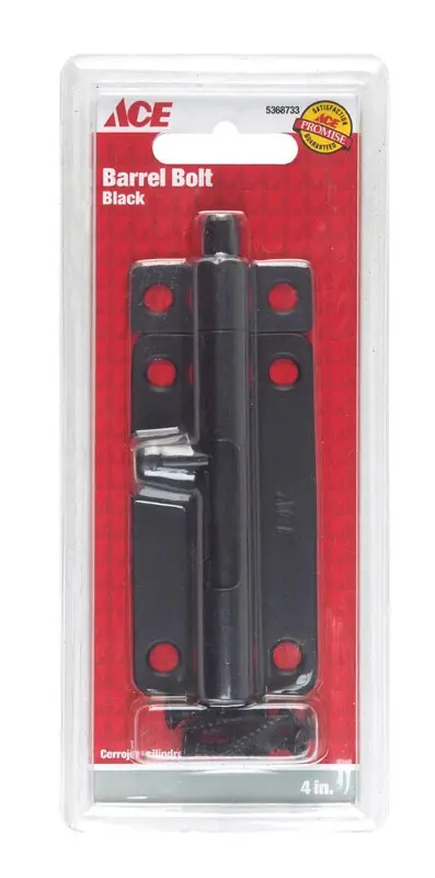 Ace 4 In. L Black Steel Barrel Bolt