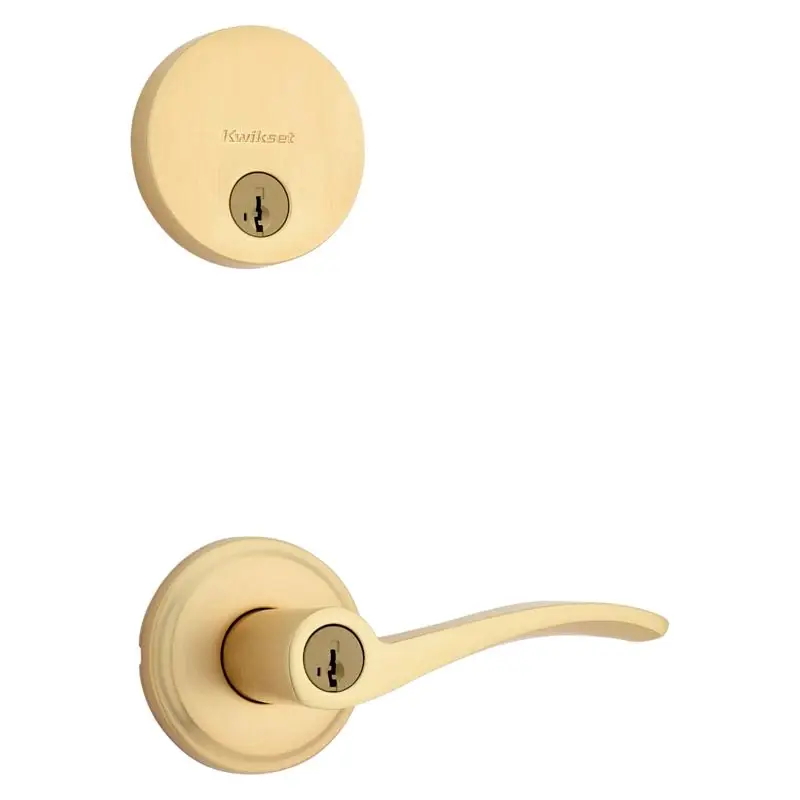 Kwikset Sedona Satin Brass Lever And Single Cylinder Deadbolt 1-3/4 In.