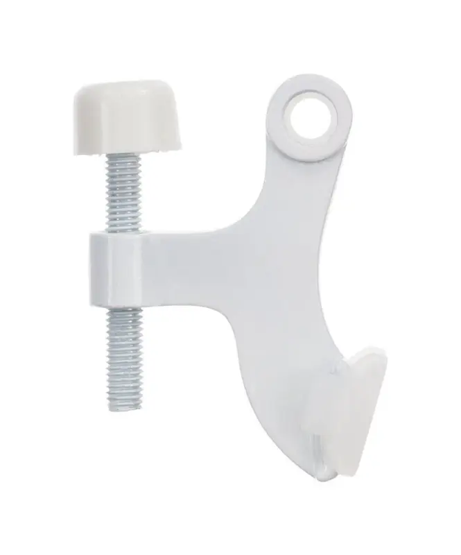 1.6 In. H White Metal Hinge Pin Door Stop For Hollow Core Doors