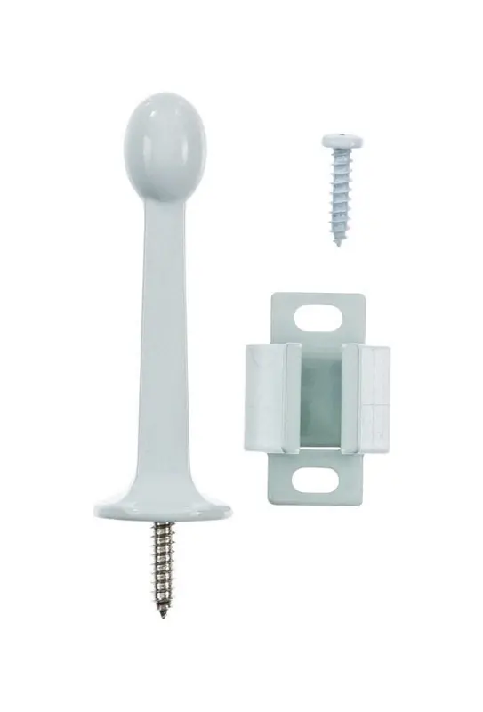 3 In. W X 2.4 In. H White Metal Rigid Door Stop With Holder