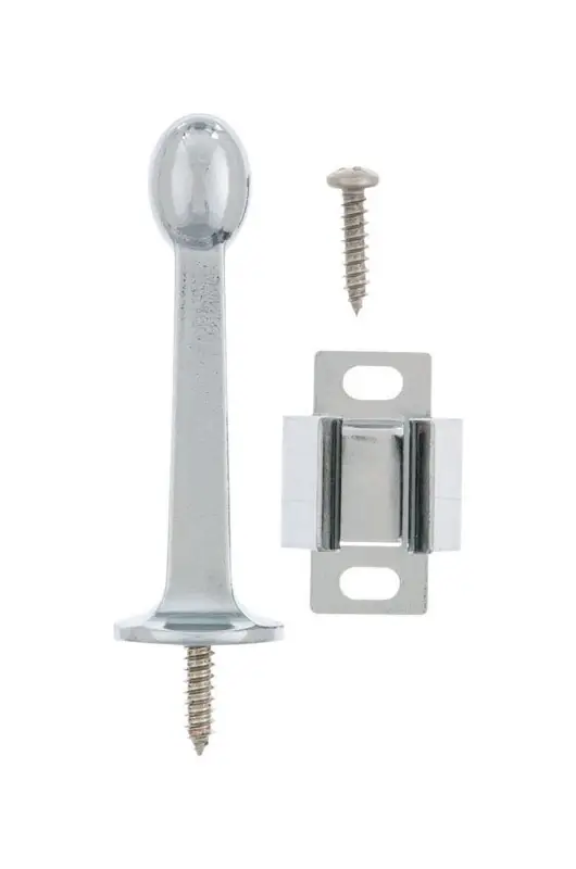 3 In. W X 2.4 In. H Metal Chrome Silver Rigid Door Stop With Holder