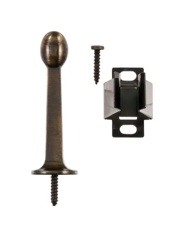 2.4 In. H X 3 In. W Metal Gold Antique Rigid Door Stop With Holder