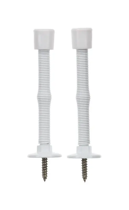 3 In. W X 2.75 In. H Metal White Spring Door Stop For Door And Wall Mounting