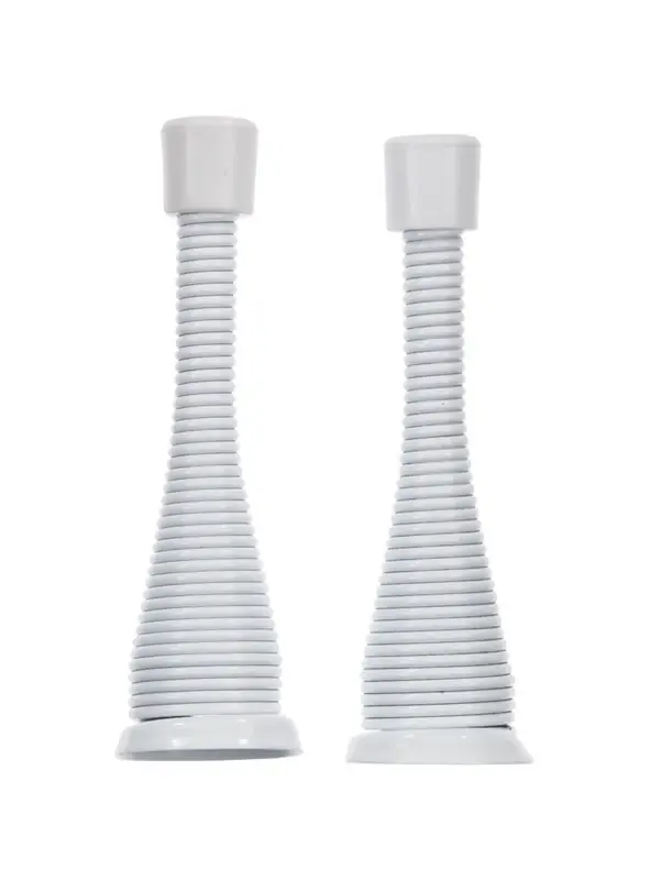 3 In. W Metal White Spring Broad Base Door Stop For Door And Wall Mounting