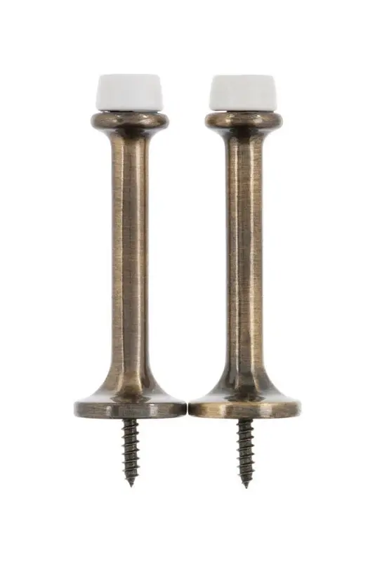 2 In. H X 3 In. W Antique Brass Gold Rigid Door Stop For Door And Wall Mounting