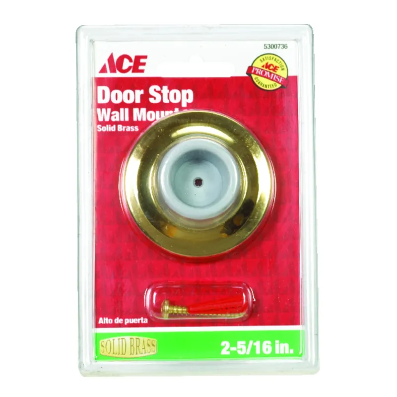 2-5/16 In. W Solid Brass Gold Wall Door Stop With Rubber Tip