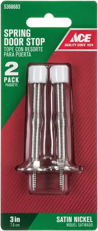 3 In. W X 2.75 In. H Satin Nickel Silver Spring Door Stop For Wall And Door Mounting