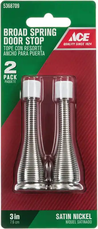 3 In. W X 1.25 In. H Satin Nickel Silver Spring Door Stop For Wall And Door Mounting