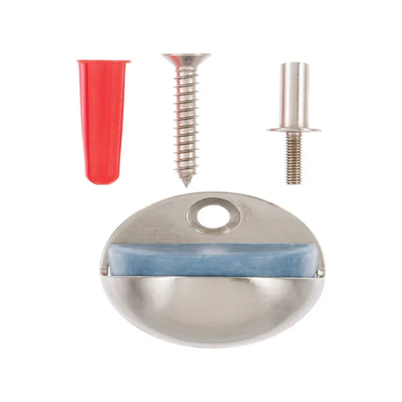 1-1/8 In. W X 1.25 In. H Satin Nickel Silver Metal Door Stop - Floor Mount