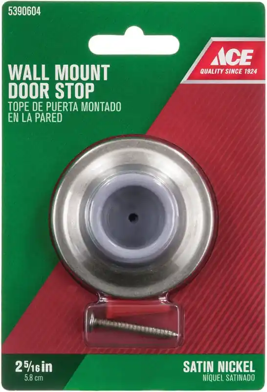 2-1/4 In. W Metal Satin Nickel Gold Wall Door Stop - Durable Wall Mount