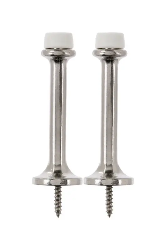 2.75 In. Satin Nickel Metal Rigid Door Stop - Wall And Door Mount
