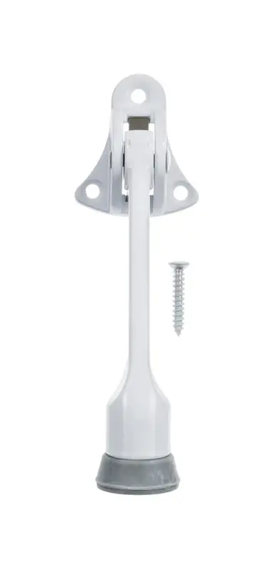 4 In. W Metal White Kick-down Door Holder For Door And Wall Mounting