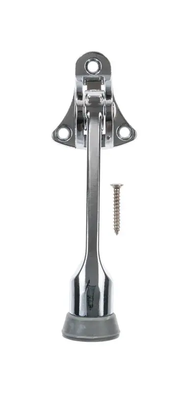 4 In. W X 2.75 In. H Chrome Metal Kick-down Door Holder For Wall And Door Mounting
